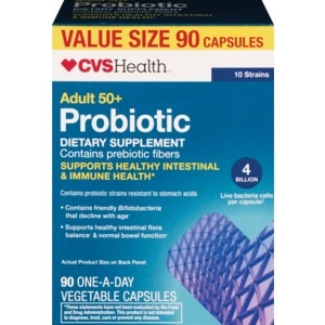 slide 1 of 1, CVS Health Adult 50+ Probiotic Vegetable Capsules 4 Billion Cells, 90 ct