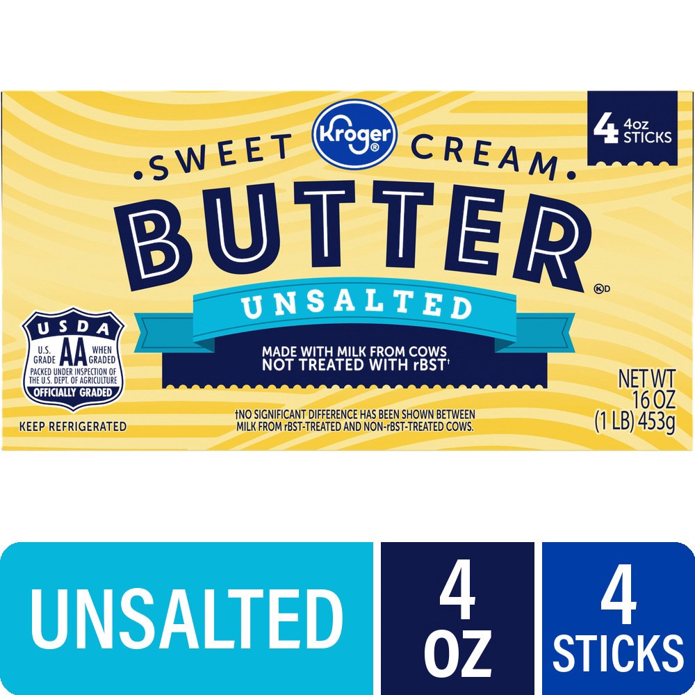 slide 1 of 4, Kroger Unsalted Butter Sticks, 4 ct