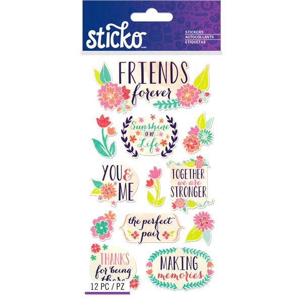 slide 1 of 1, Sticko Stickers Friends, 12 ct