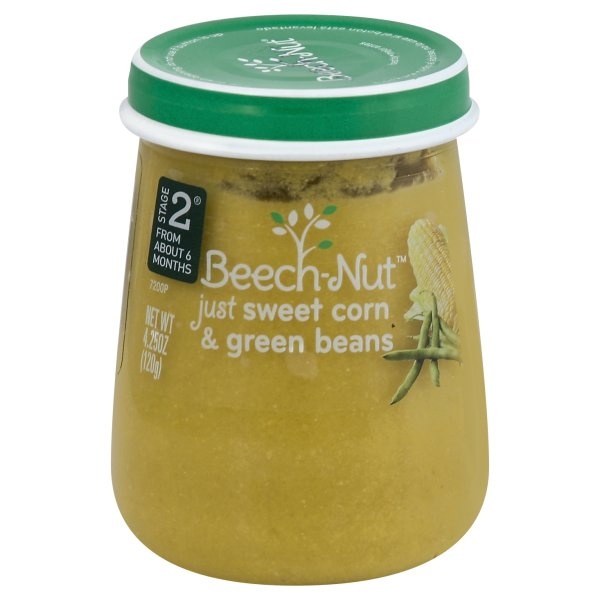 slide 1 of 7, Beech-Nut Just Sweet Corn & Green Beans, Stage 2, 4.25 oz