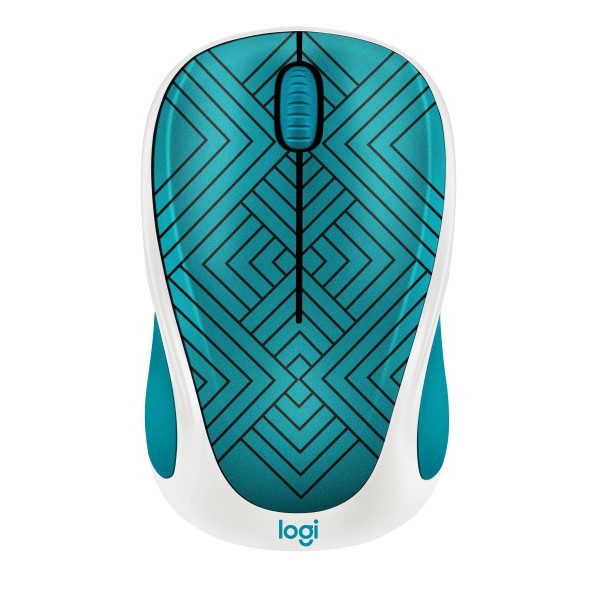 slide 1 of 2, Logitech Design Collection Wireless Mouse, Teal Maze, 910-005838, 1 ct