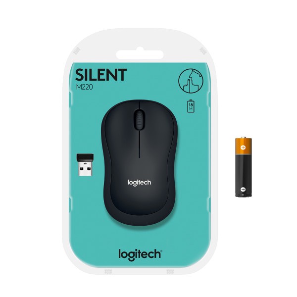 slide 10 of 10, Logitech M220 Silent Wireless Mouse in Black, 1 ct