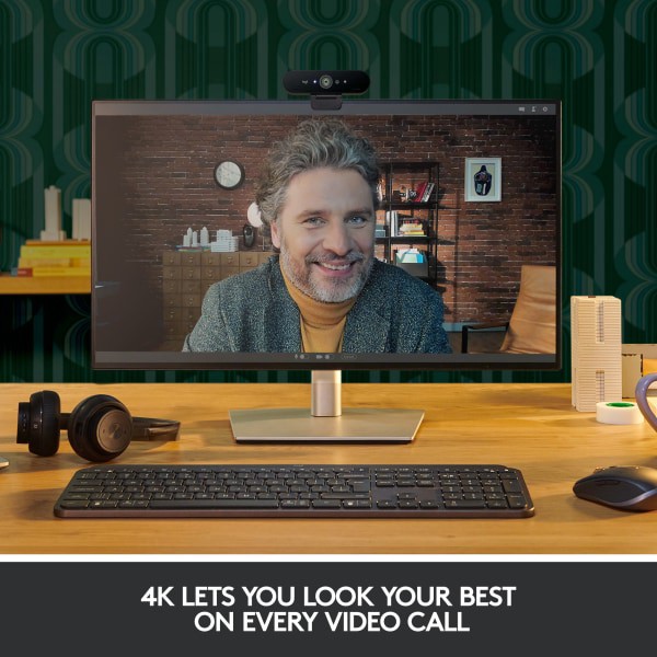 slide 6 of 9, Logitech 4K Pro Webcam With Hdr And Noise-Canceling Mics, Black, 1 ct