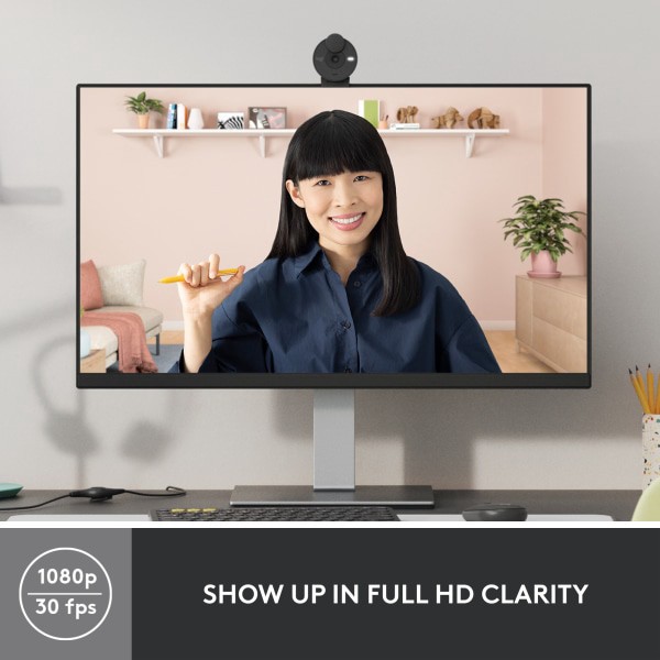 slide 5 of 9, Logitech Brio 300 Hd Webcam With Privacy Shutter, Graphite, 1 ct