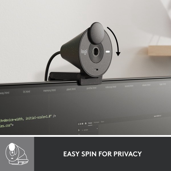 slide 4 of 9, Logitech Brio 300 Hd Webcam With Privacy Shutter, Graphite, 1 ct