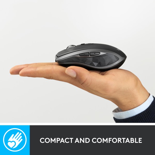 slide 8 of 10, Logitech MX Anywhere 2S Mouse - Darkfield - Wireless - 33 ft - Bluetooth/Radio Frequency - Rechargeable - 910007232, 1 ct