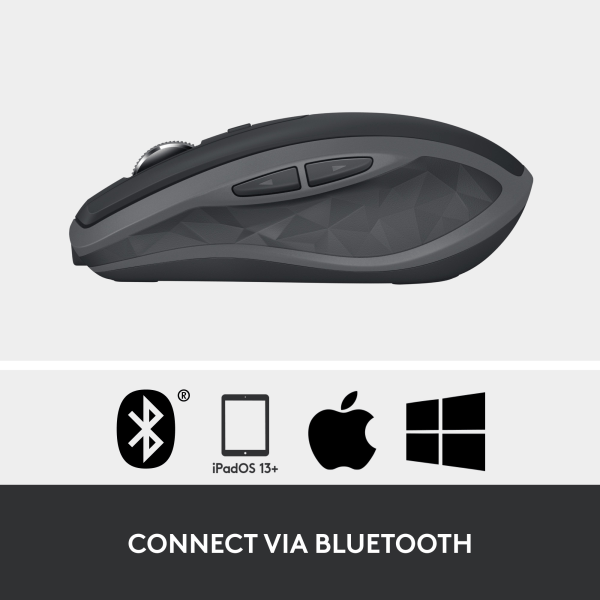 slide 7 of 10, Logitech MX Anywhere 2S Mouse - Darkfield - Wireless - 33 ft - Bluetooth/Radio Frequency - Rechargeable - 910007232, 1 ct