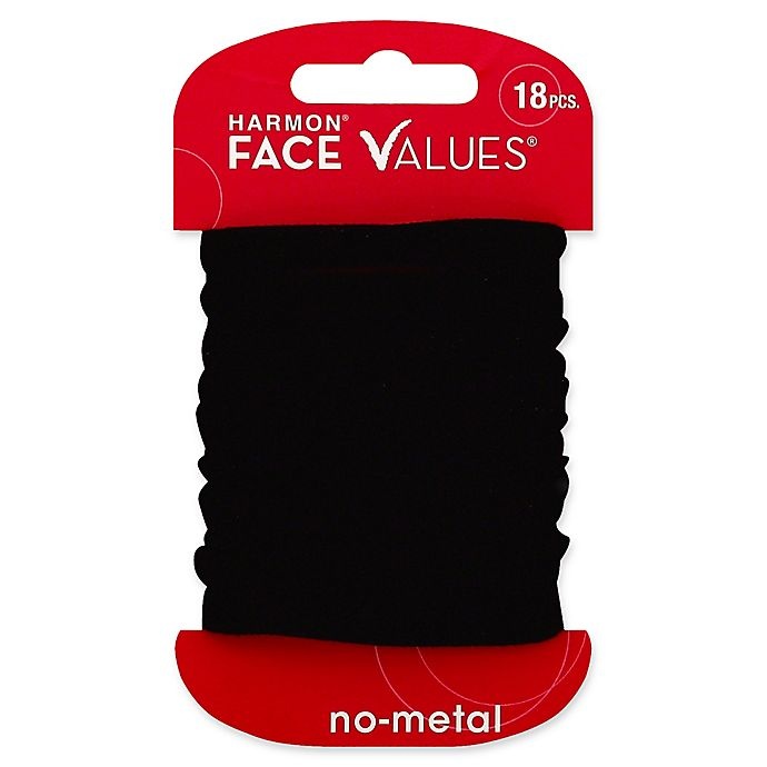 slide 1 of 1, Harmon Face Values Nylon Ponytail Holders - Black, 18 ct