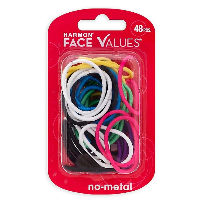 slide 1 of 1, Harmon Face Values Small Elastic Band Ponytail Holders - Brights, 48 ct