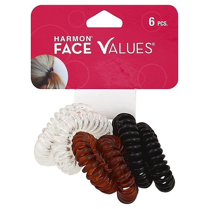 slide 1 of 1, Harmon Face Values Spiral Ponytail Holders, 6 ct