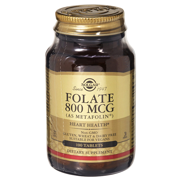 slide 1 of 1, Solgar Folate As Metafolin 800 Mcg, 100 ct