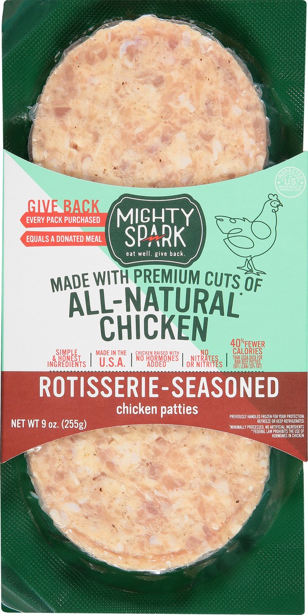 slide 1 of 9, Mighty Spark Rotisserie Chicken Patt, 9 oz