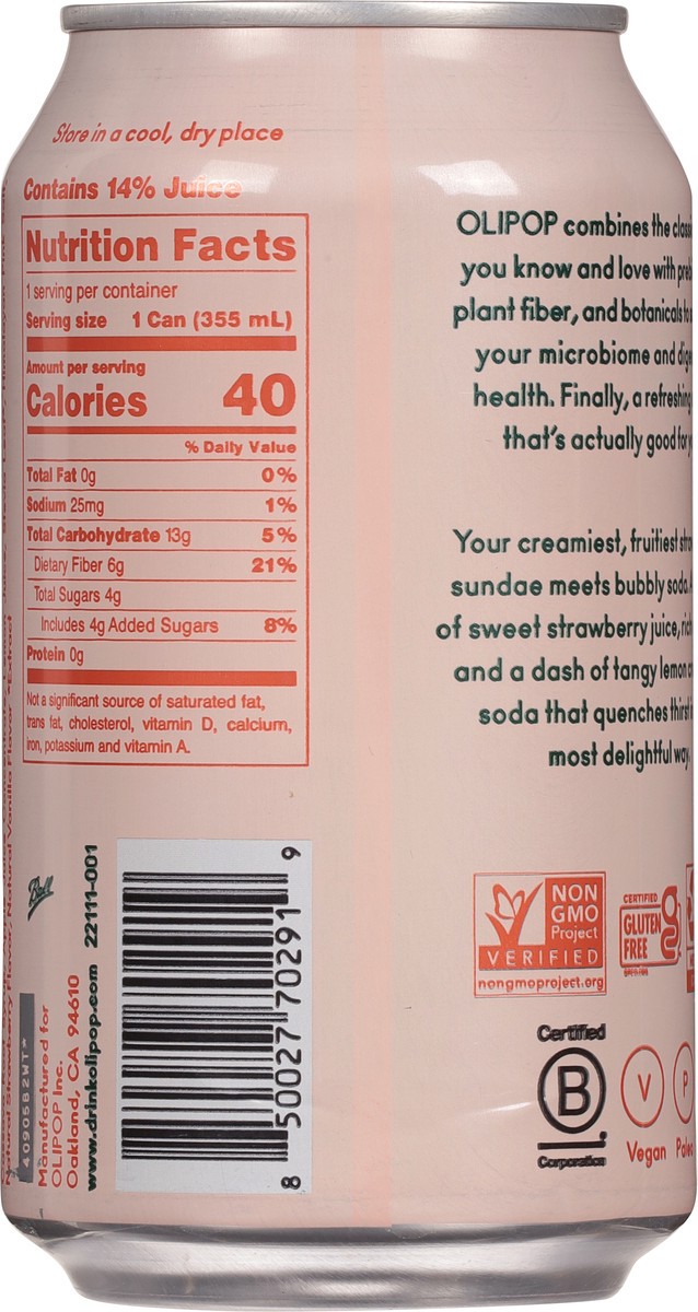 slide 14 of 15, Olipop Strawberry Vanilla Soda 12 fl oz, 12 fl oz