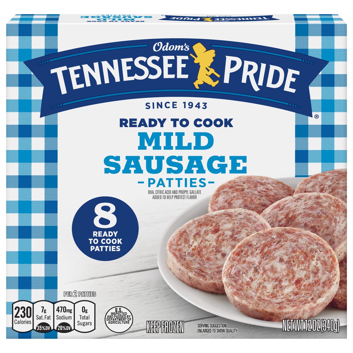 slide 1 of 5, Odom's Tennessee Pride Mild Sausage Patties 8 ea, 8 ct