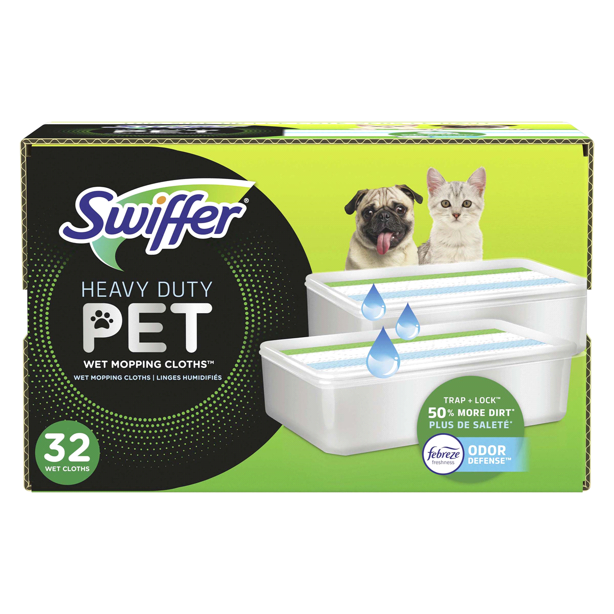 slide 1 of 1, Swiffer Heavy Duty Pet Wet Cloth Refills, 32 ct