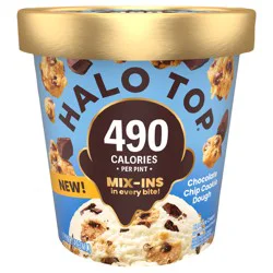 Halo Top Creamery Chocolate Chip Cookie Dough Light Ice Cream, 16 fl oz