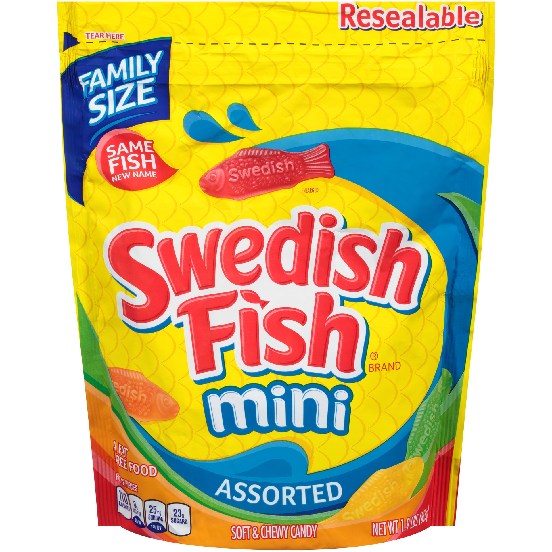 slide 6 of 6, SWEDISH FISH Mini Assorted Soft & Chewy Candy, Family Size, 1.9 lb, 1.94 lb