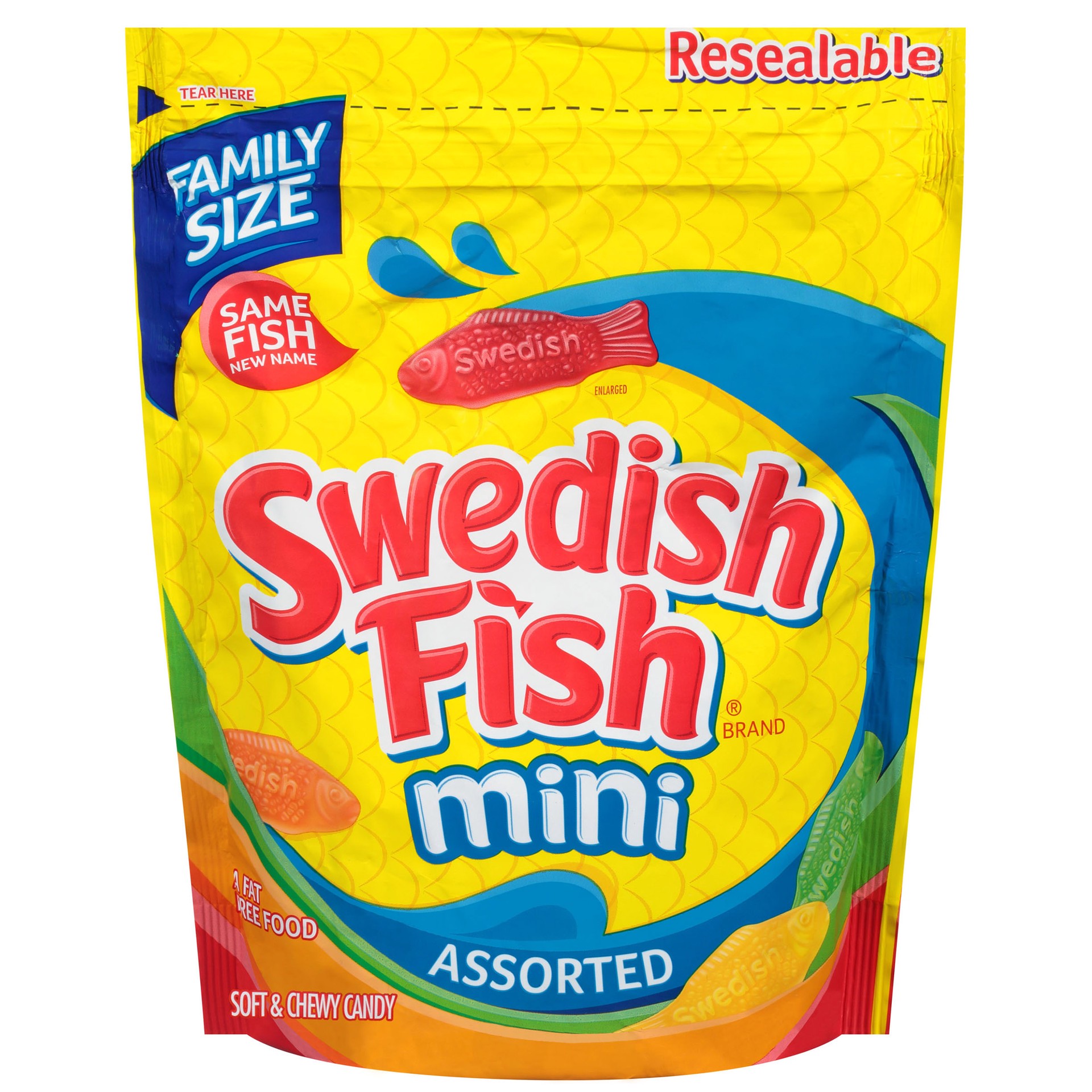 slide 1 of 6, SWEDISH FISH Mini Assorted Soft & Chewy Candy, Family Size, 1.9 lb, 1.94 lb