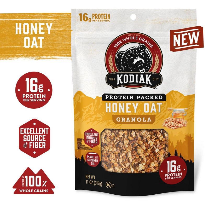 slide 5 of 7, Kodiak Cakes Kodiak Granola Pouch, Honey Oat - 11 oz, 11 oz