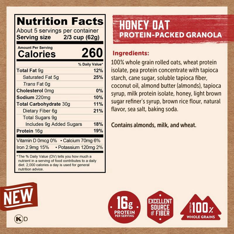 slide 6 of 7, Kodiak Cakes Kodiak Granola Pouch, Honey Oat - 11 oz, 11 oz