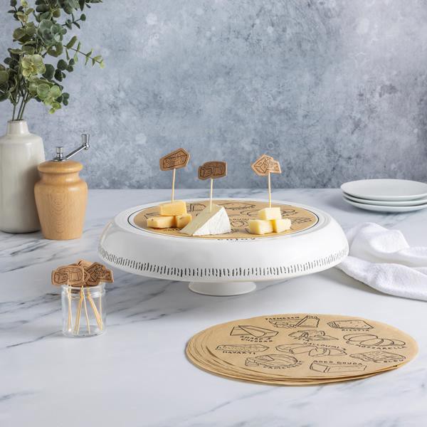 slide 1 of 1, Mud Pie Reversible Server With Cheese Papers And Picks, 3 Piece Set, 1 ct