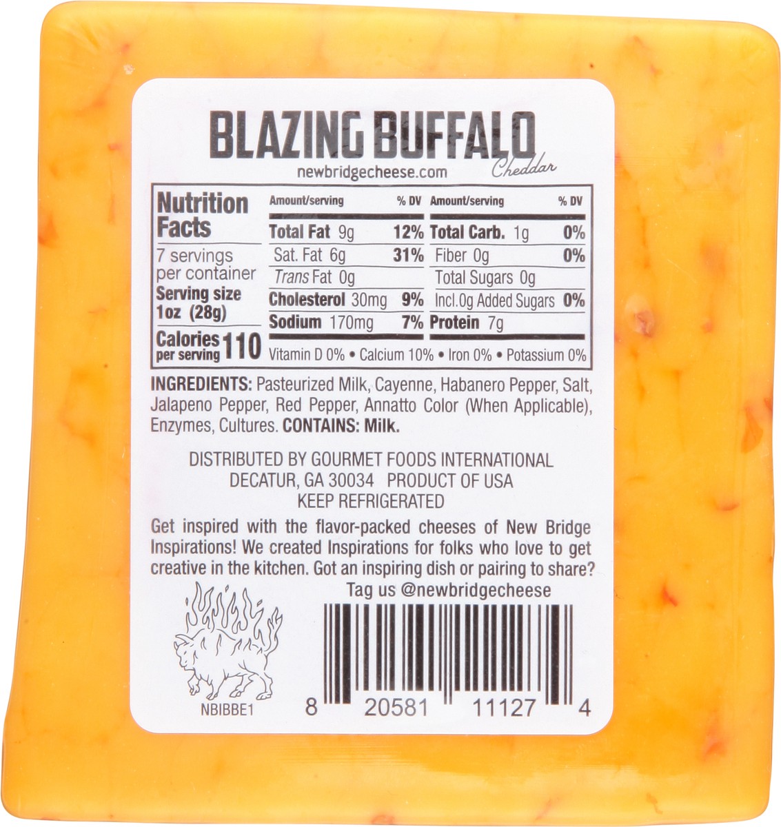 slide 8 of 9, New Bridge Insp Cheddardar Blazing Buffalo, 7 oz