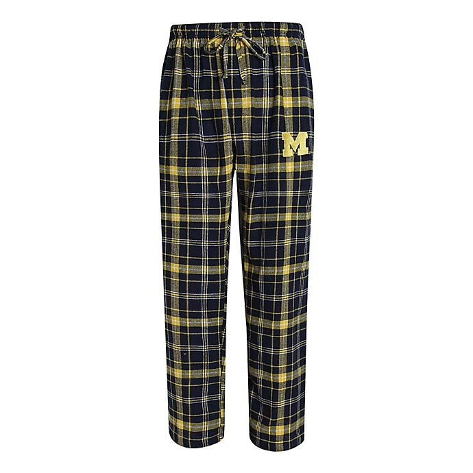 slide 1 of 1, NCAA University of Michigan Men's Small Flannel Plaid Pajama Pant with Left Leg Team Logo, 1 ct