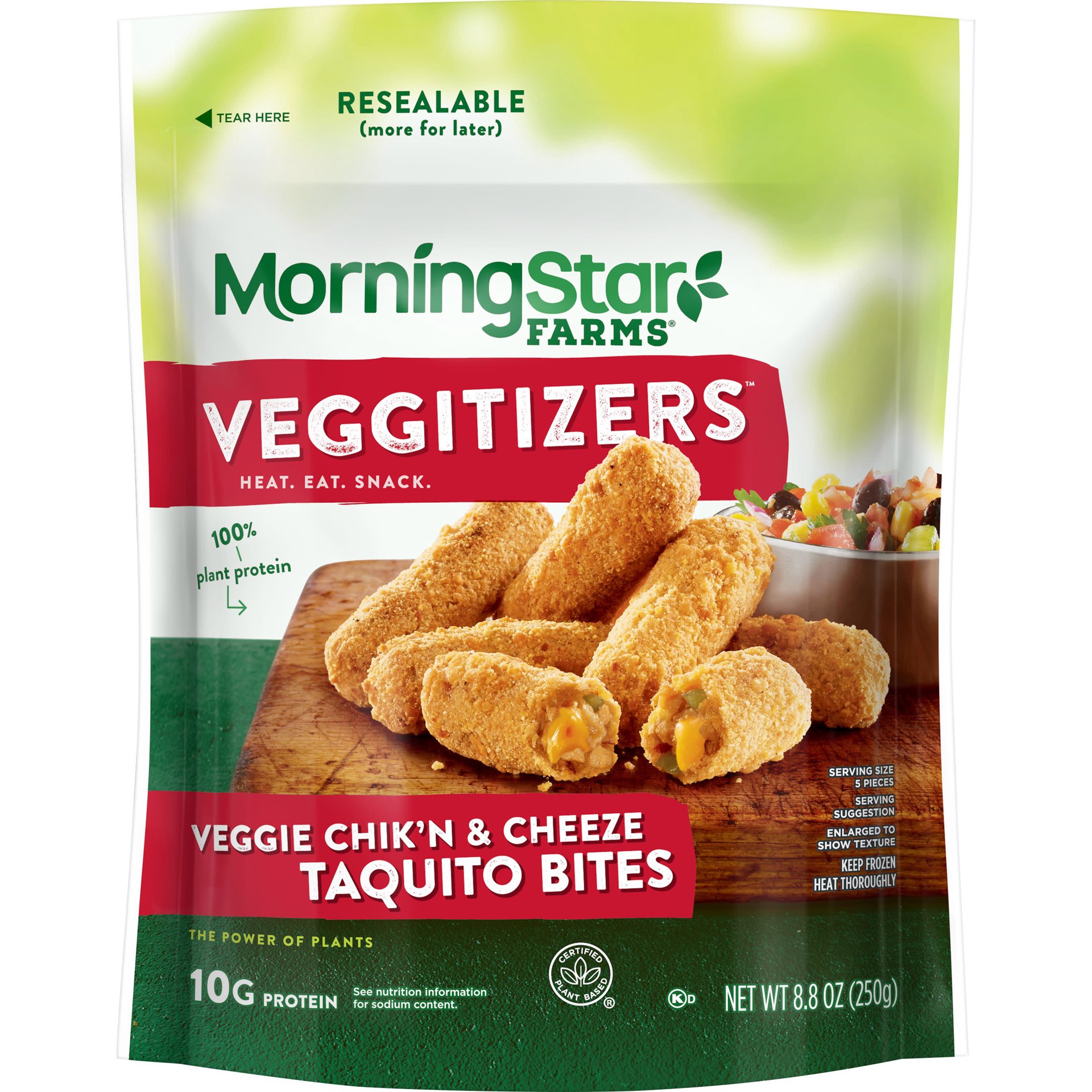 slide 1 of 5, MorningStar Farms Veggitizers Taquito Bites, Chik'n and Cheeze, 8.8 oz, Frozen, 8.8 oz