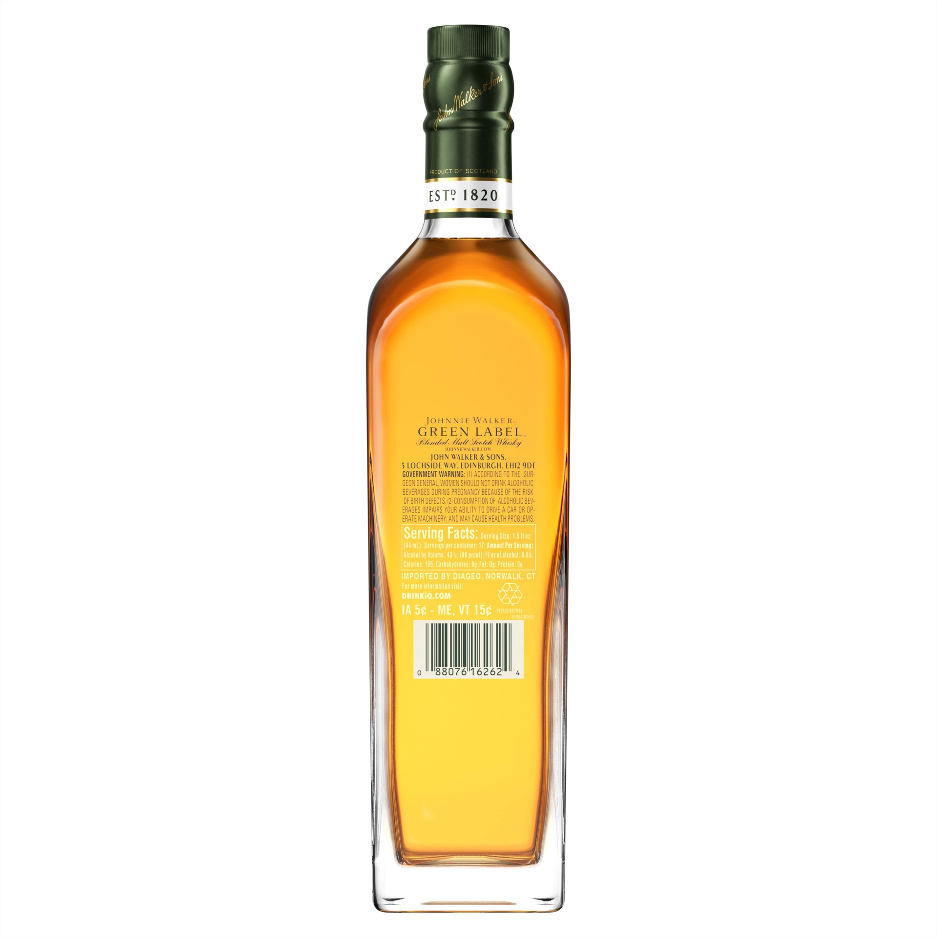 slide 2 of 6, Johnnie Walker Green Label Blended Malt Scotch Whisky, 750 mL, 750 ml