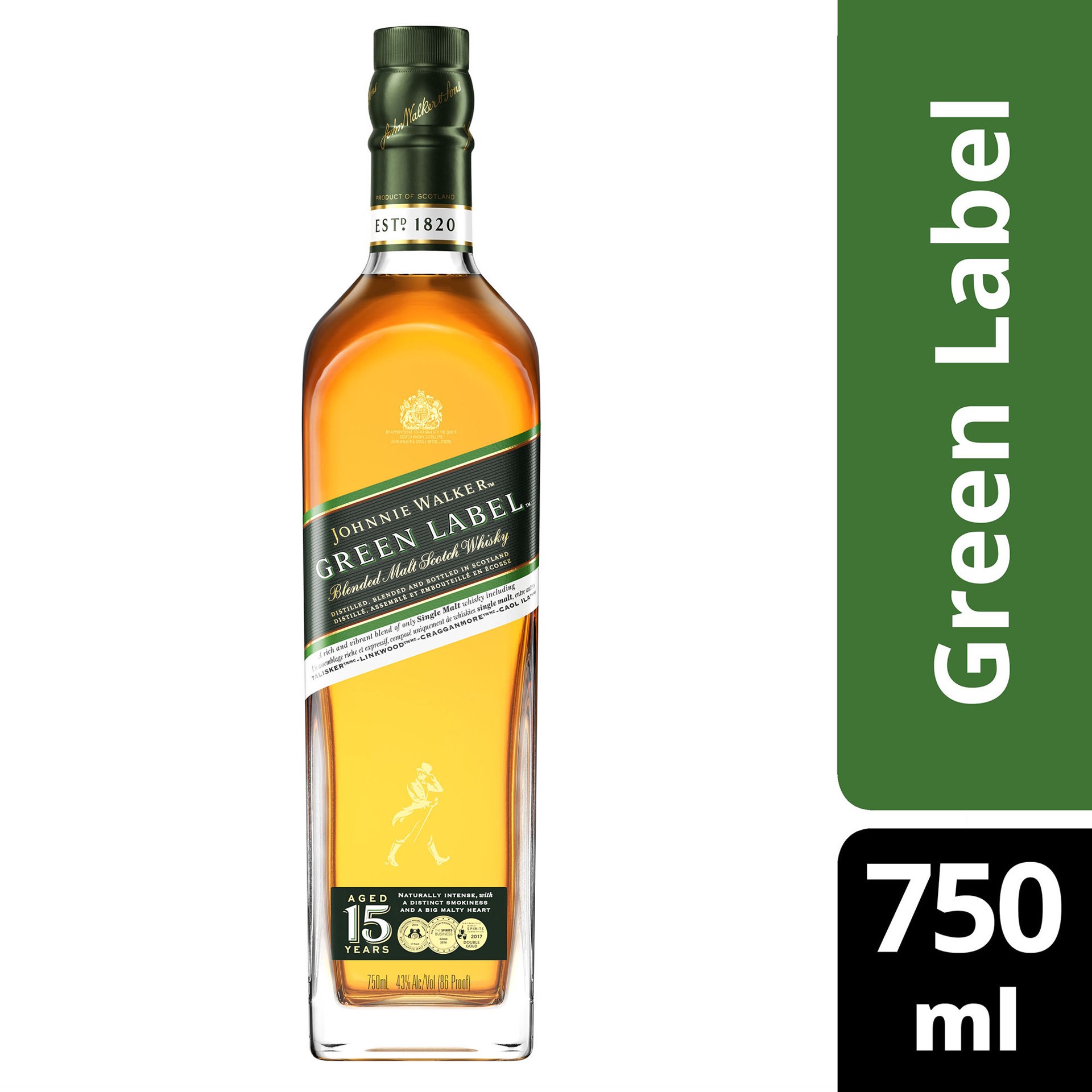 slide 6 of 6, Johnnie Walker Green Label Blended Malt Scotch Whisky, 750 mL, 750 ml