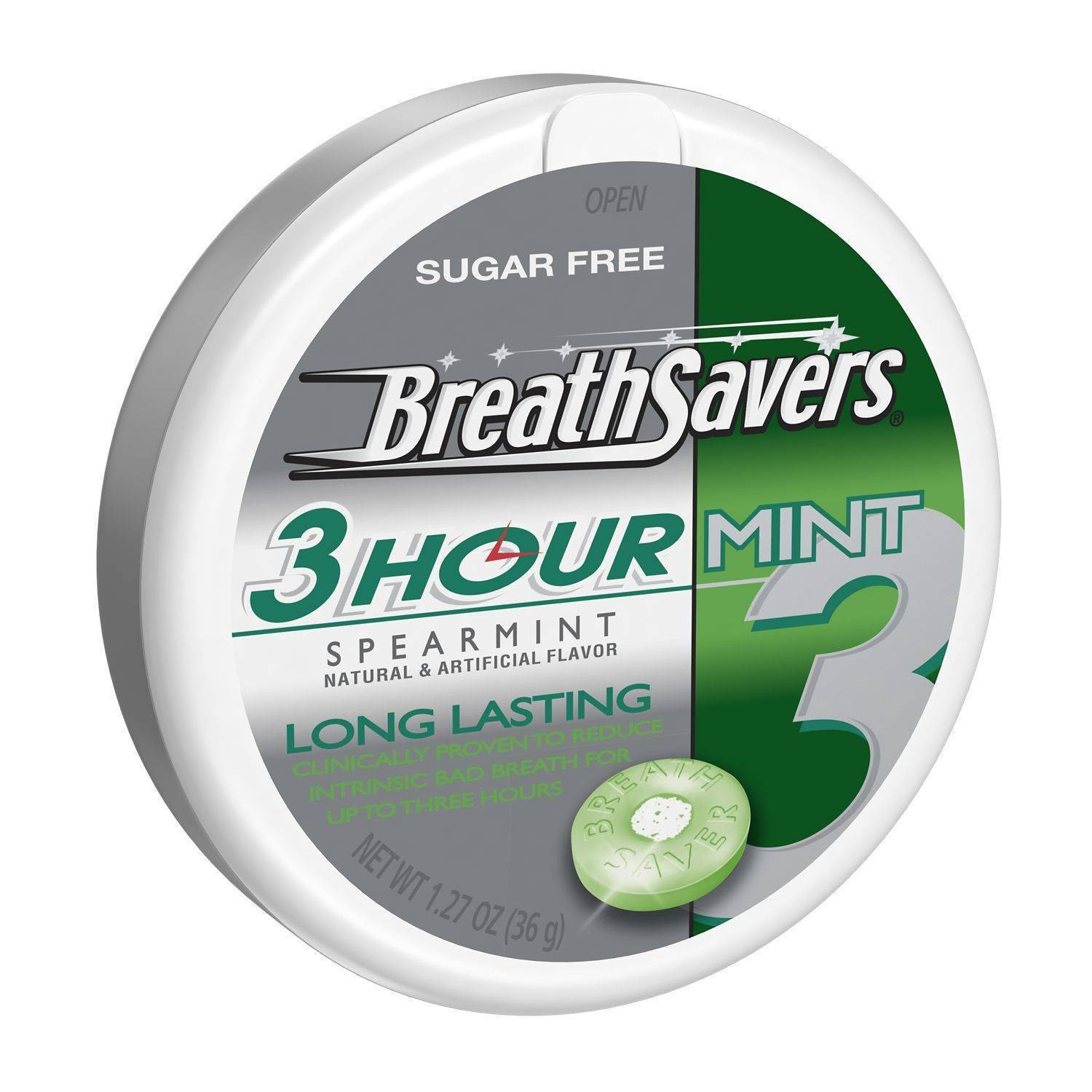 slide 1 of 3, Breath Savers Spearmint 3 Hour Mint Candies - 1.27oz, 1.27 oz