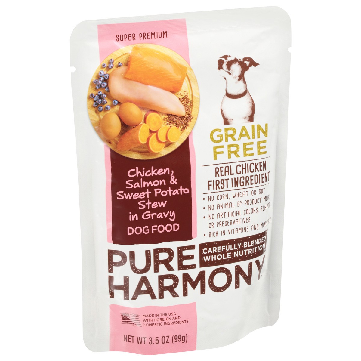 slide 2 of 9, Pure Harmony Dog Food Grain Free Chicken, Salmon & Sweet Potato Stew In Gravy Dog Food Pouch, 3.5 oz