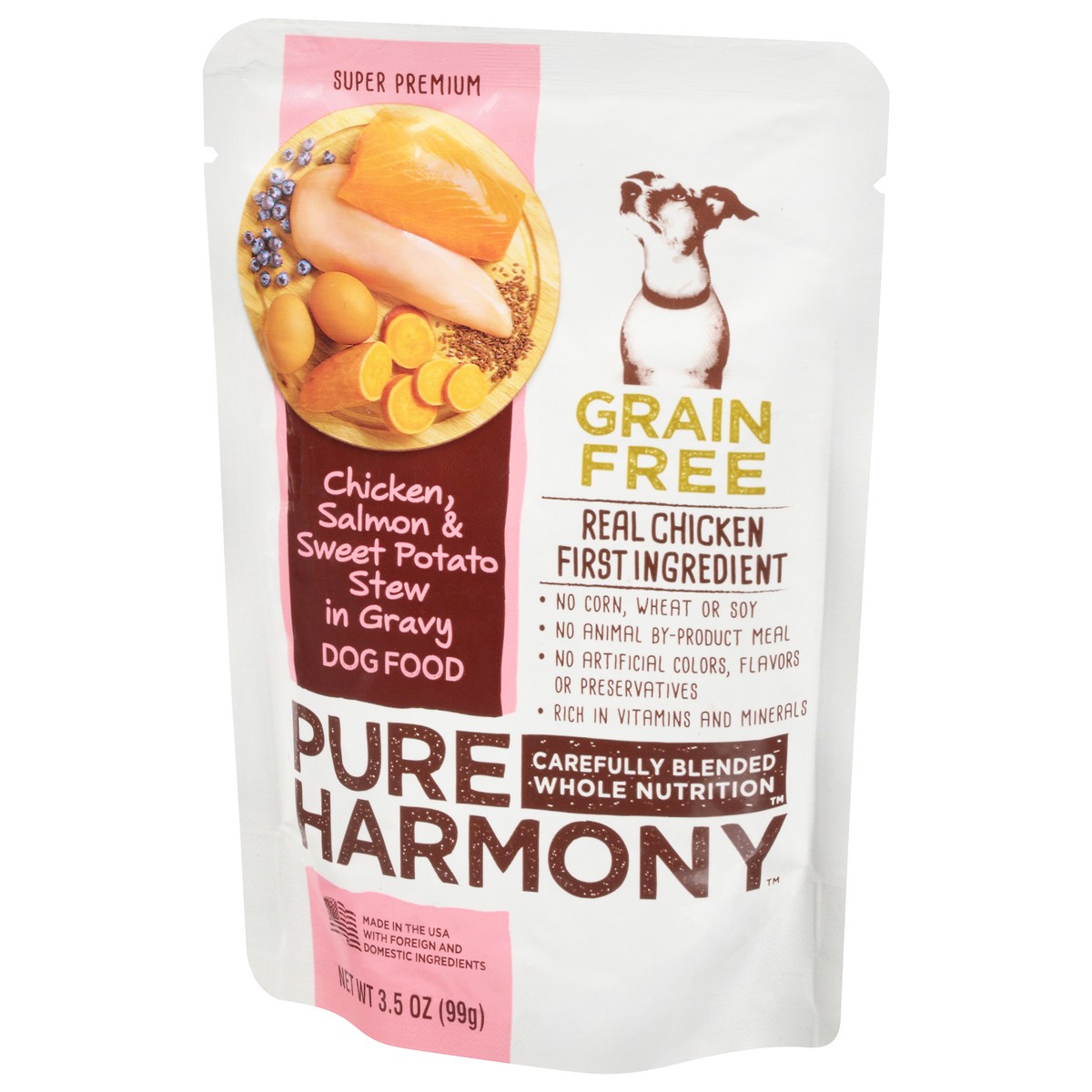 slide 3 of 9, Pure Harmony Dog Food Grain Free Chicken, Salmon & Sweet Potato Stew In Gravy Dog Food Pouch, 3.5 oz