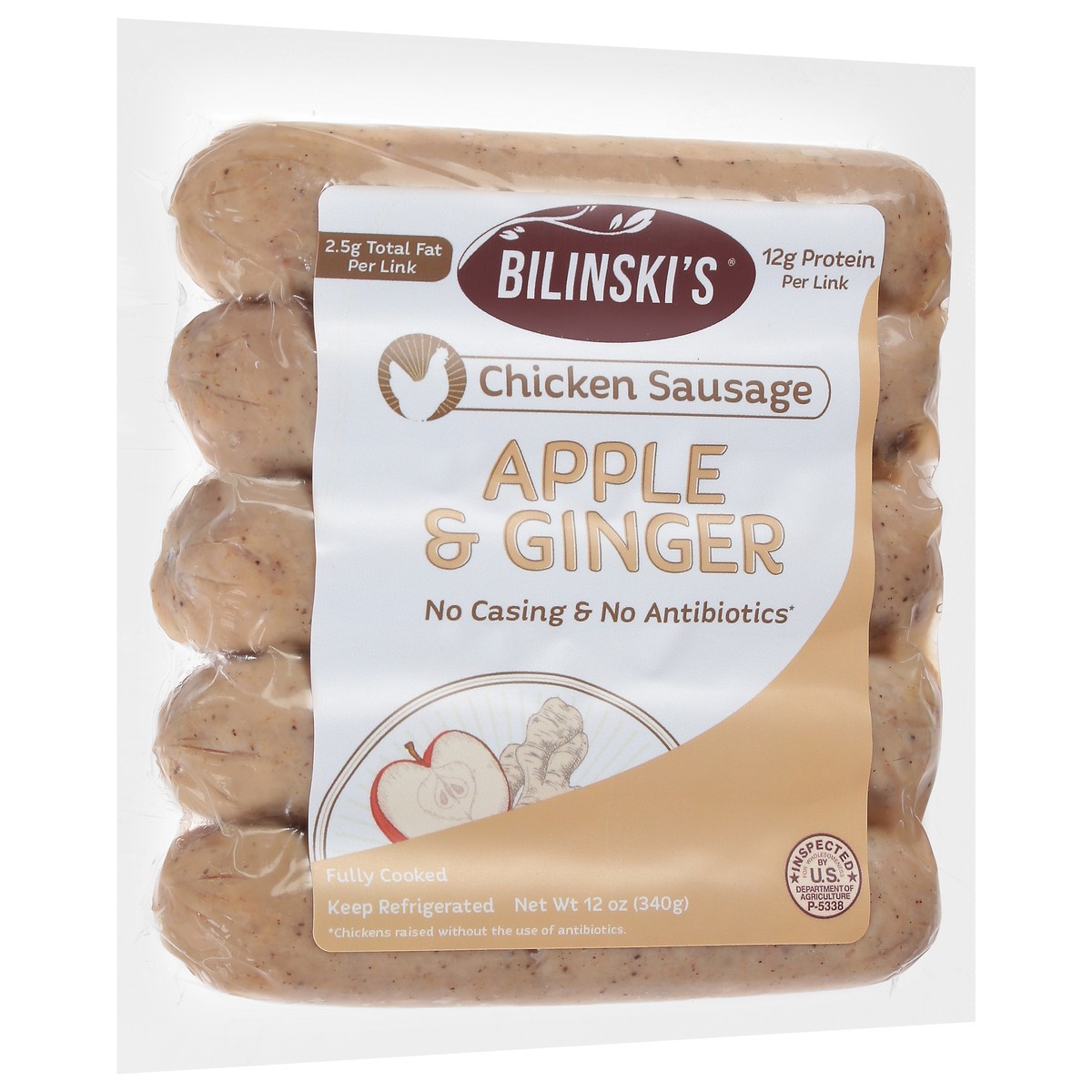 slide 2 of 9, Bilinski's Apple & Ginger Chicken Sausage 12 oz, 12 oz