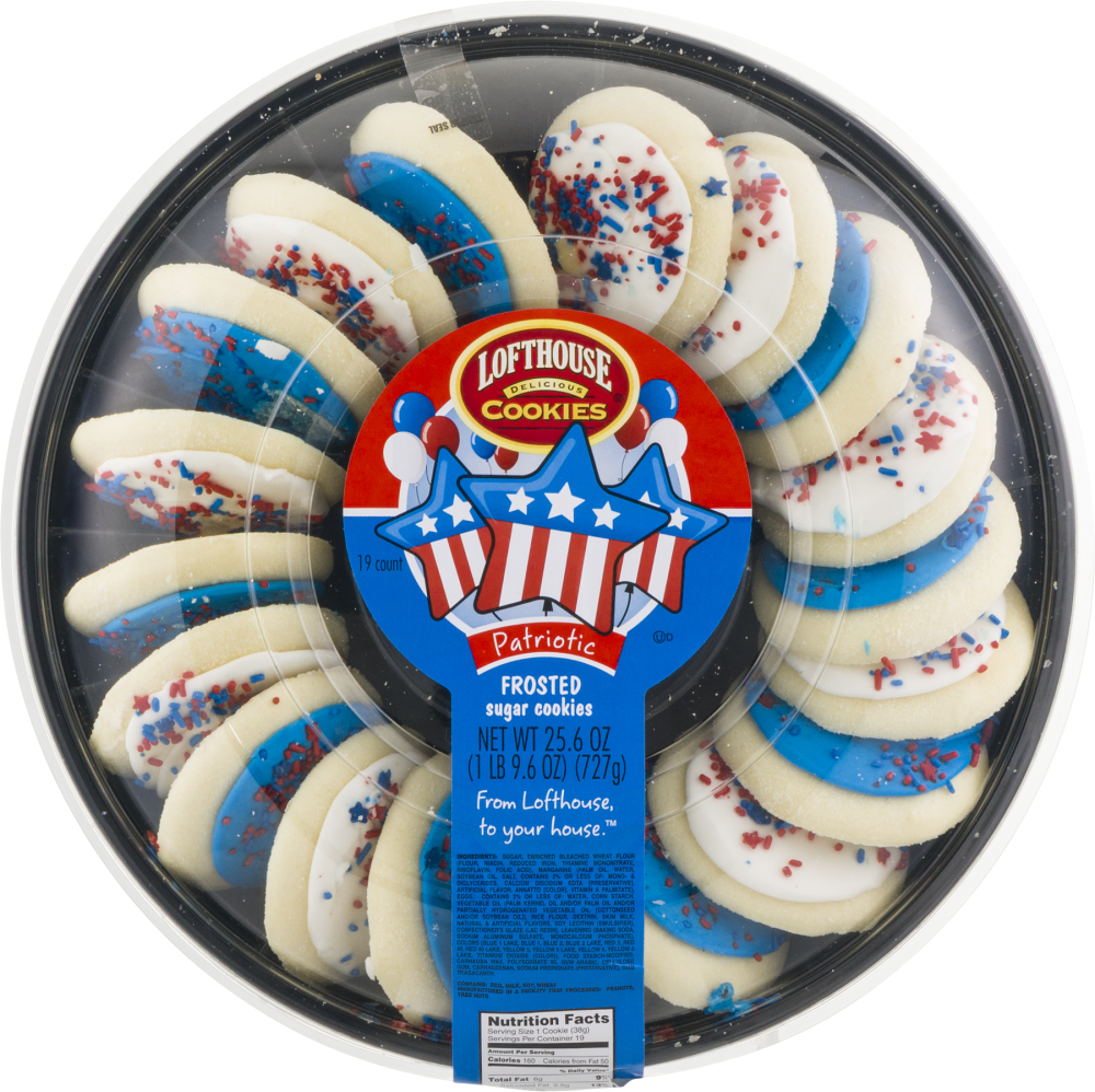 slide 1 of 1, Lofthouse Patriotic Frosted Sugar Cookies Party Tray, 19 ct