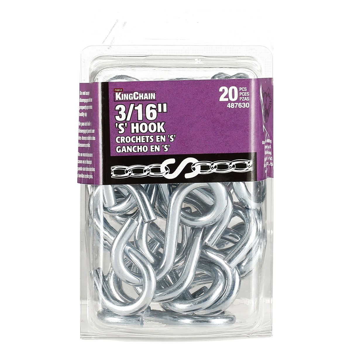 slide 1 of 1, KingChain 3/16 Steel S-Hooks Contractor Pack - 20 Pieces, 1 ct