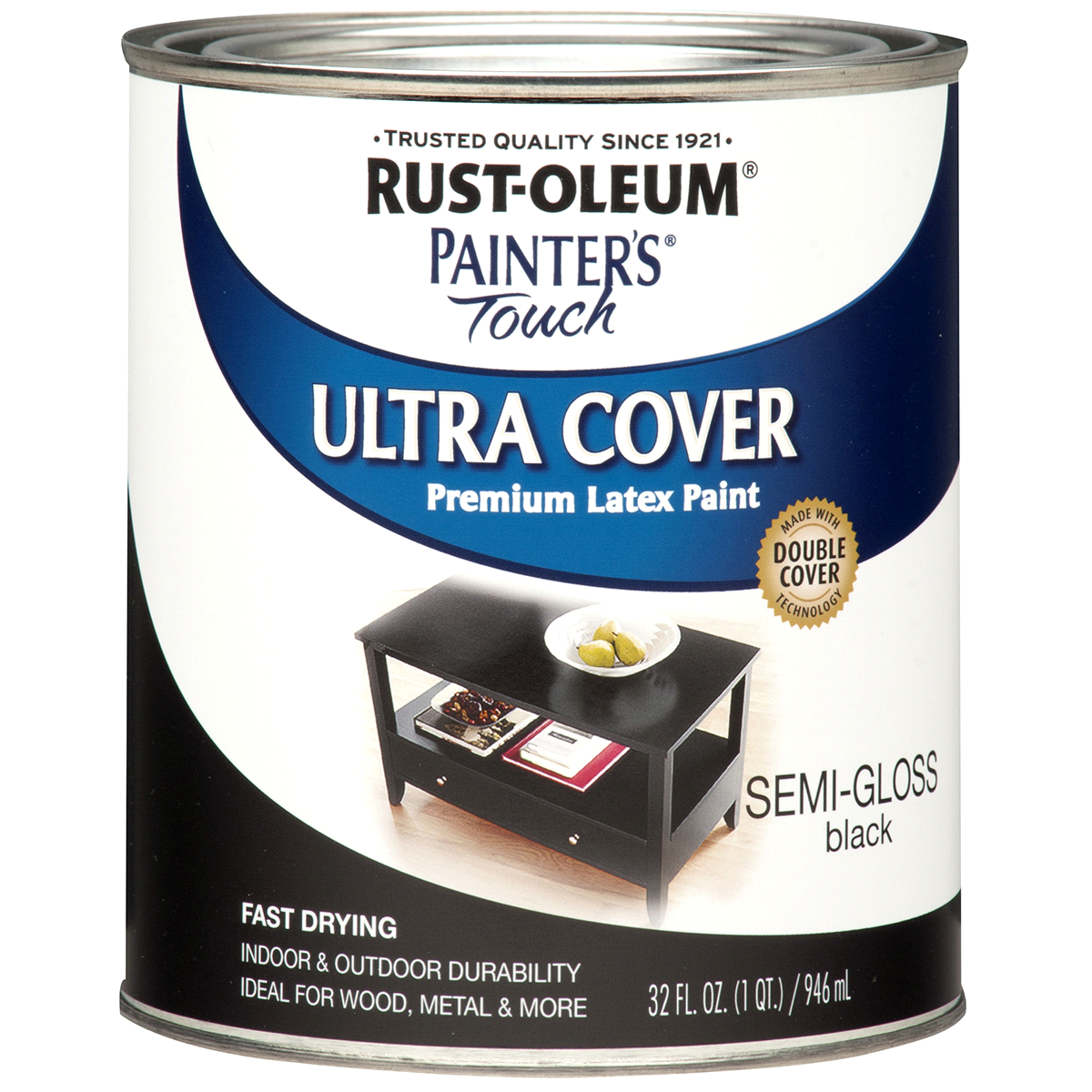 slide 1 of 5, Rust-Oleum Painters Touch Ultra Cover Multi-Purpose Brush-On Paint 1974502, Quart, Semi-Gloss Black, 1 qt