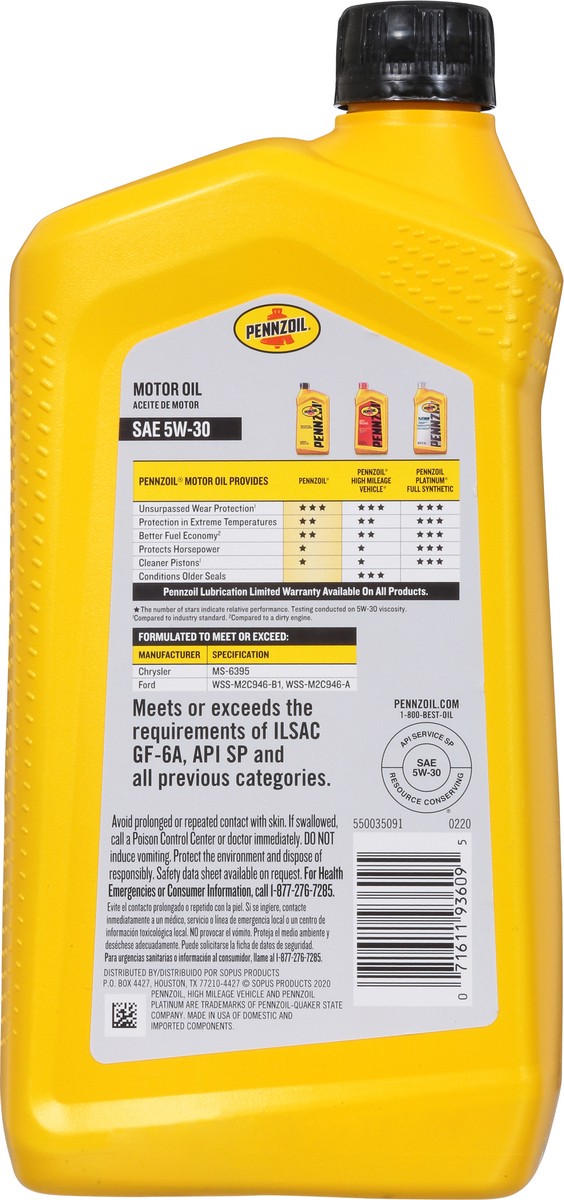 slide 3 of 9, Pennzoil SAE 5W-30 Motor Oil 1 qt, 1 qt