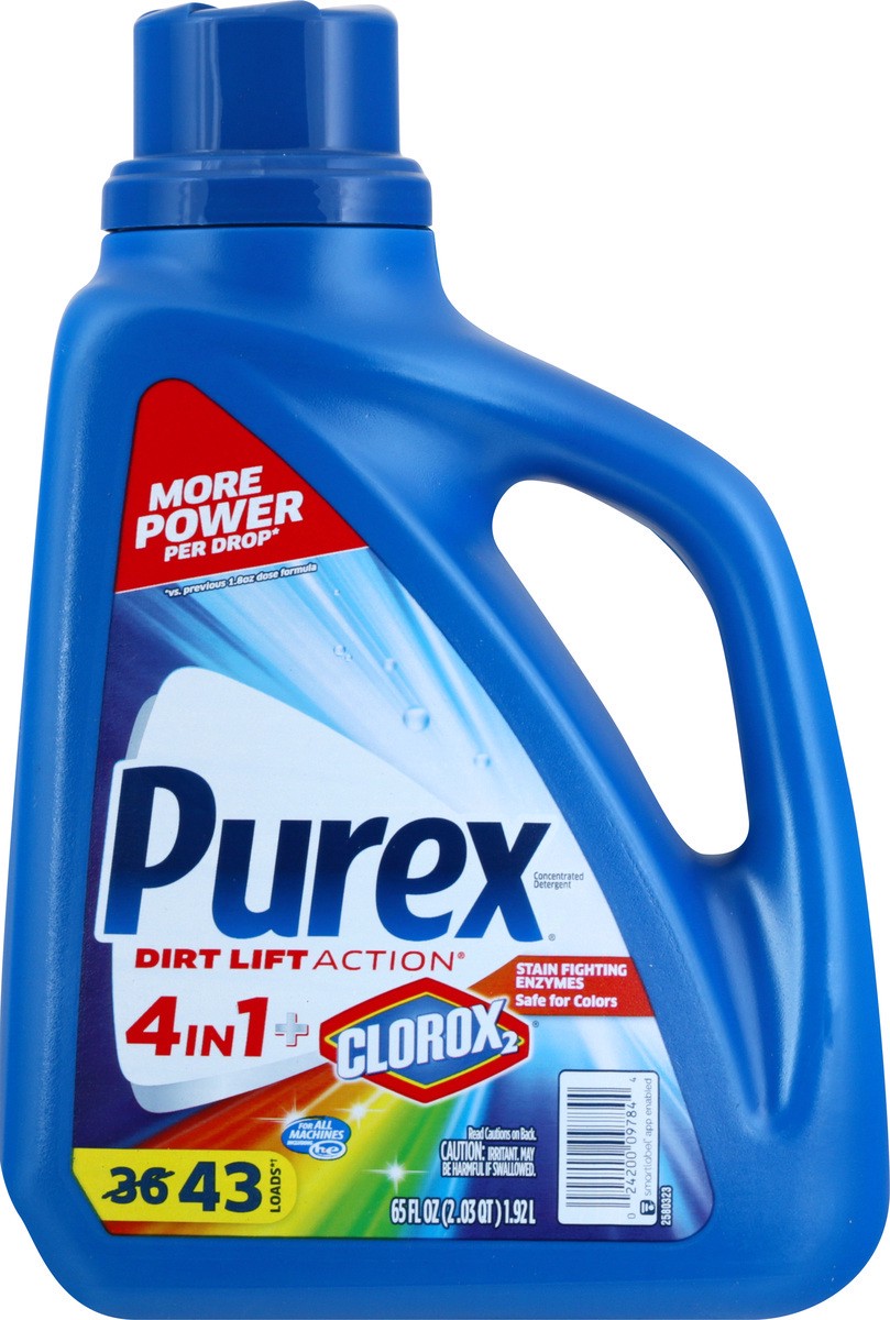 slide 10 of 11, Purex + Clorox 2 4 in 1 Detergent 65 oz, 65 oz