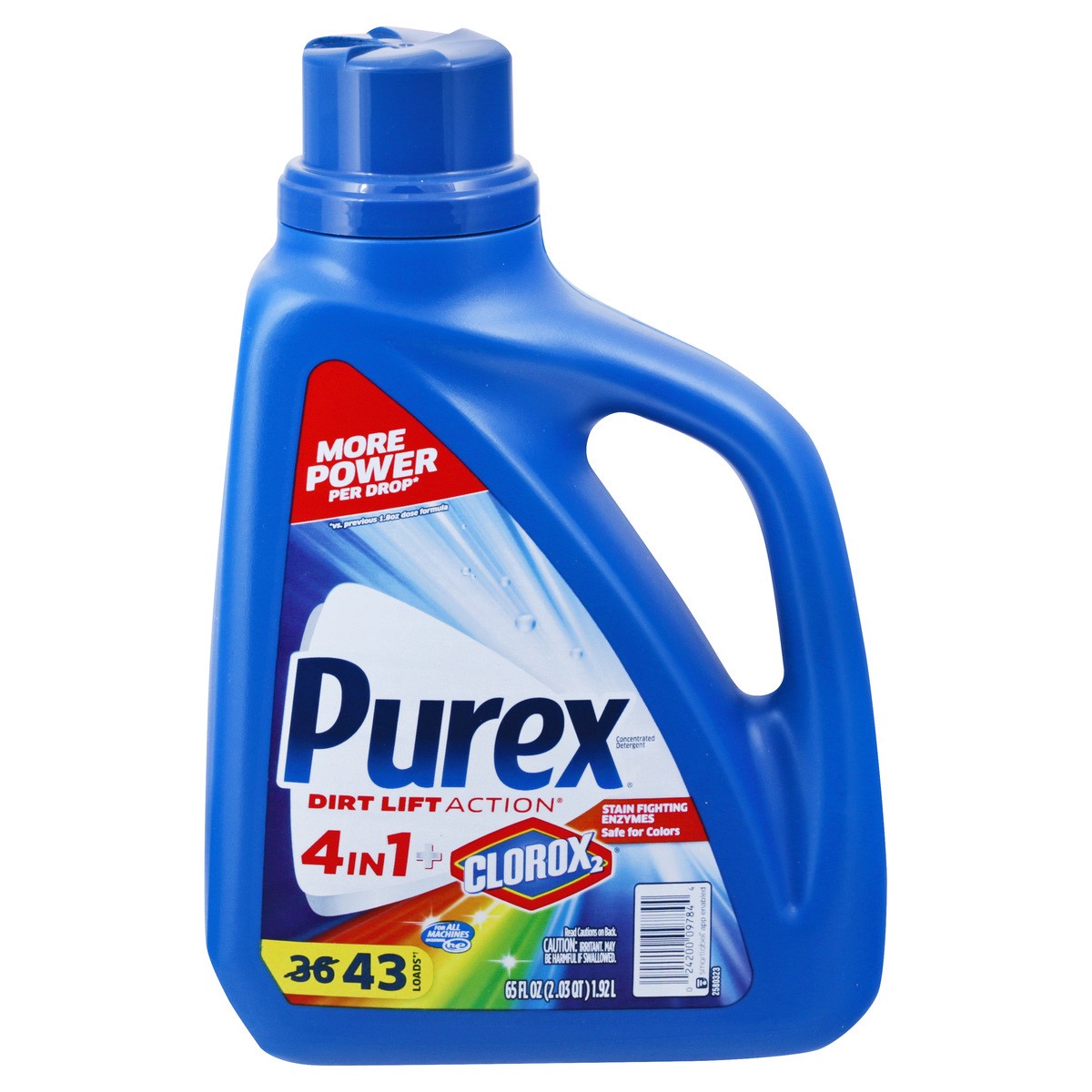 slide 5 of 11, Purex + Clorox 2 4 in 1 Detergent 65 oz, 65 oz