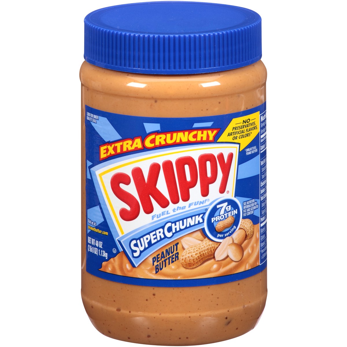 slide 1 of 12, Skippy Super Chunk Extra Crunchy Peanut Butter 40 oz. Jar, 40 oz