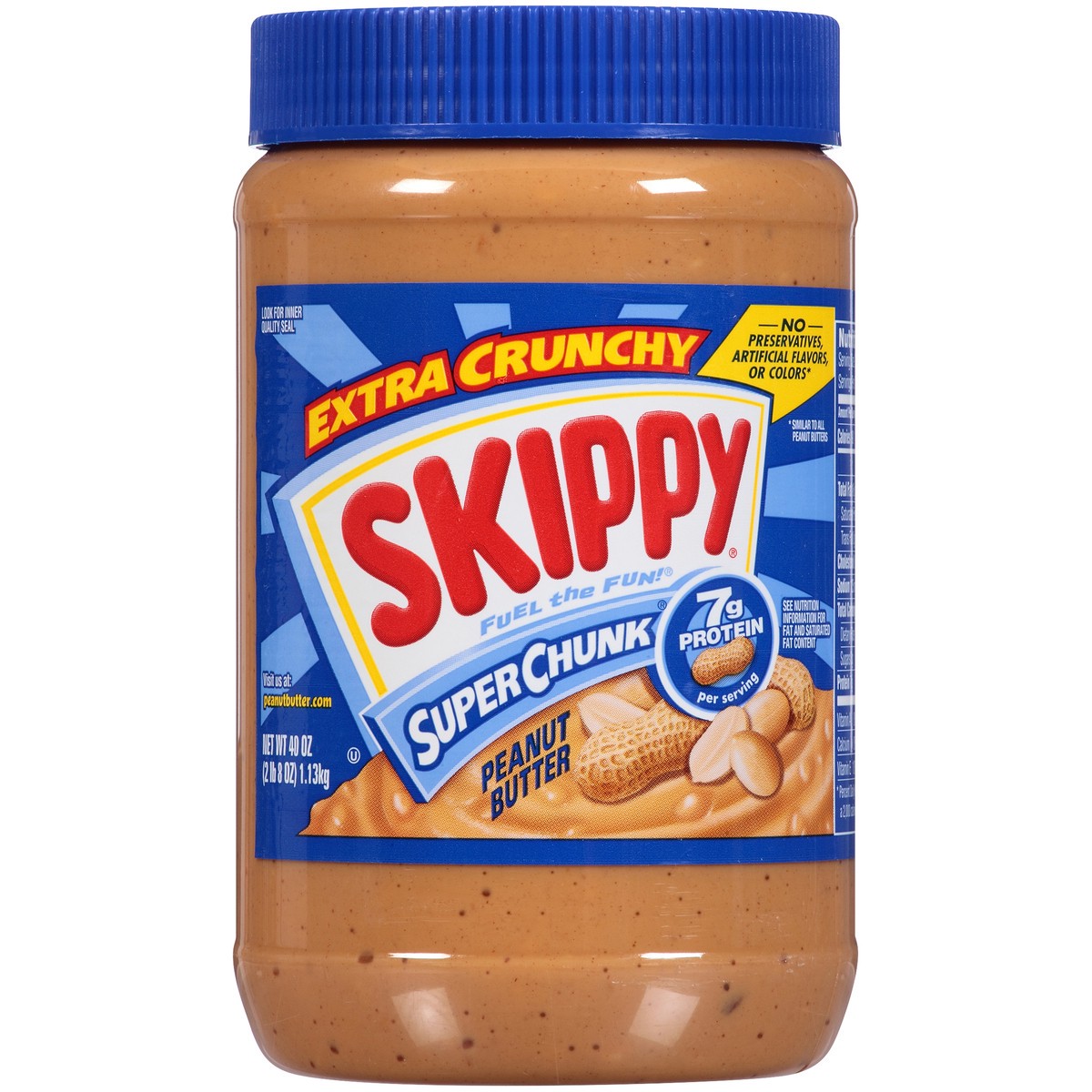 slide 1 of 12, Skippy Super Chunk Extra Crunchy Peanut Butter 40 oz. Jar, 40 oz