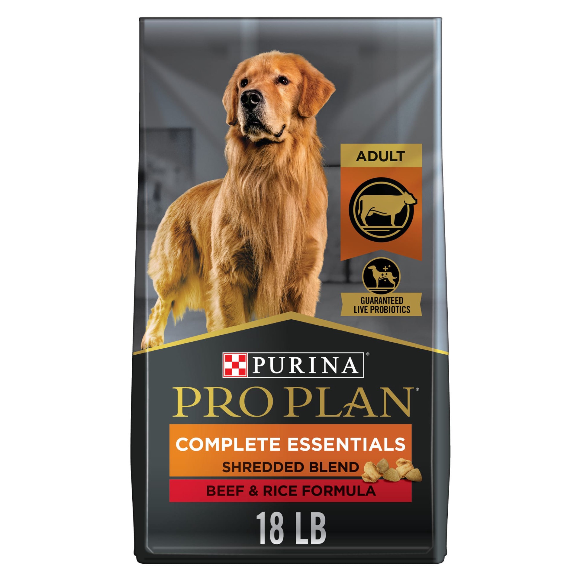 slide 1 of 6, Pro Plan Purina Pro Plan High Protein Dog Food With Probiotics for Dogs, Shredded Blend Beef & Rice Formula, 18 lb