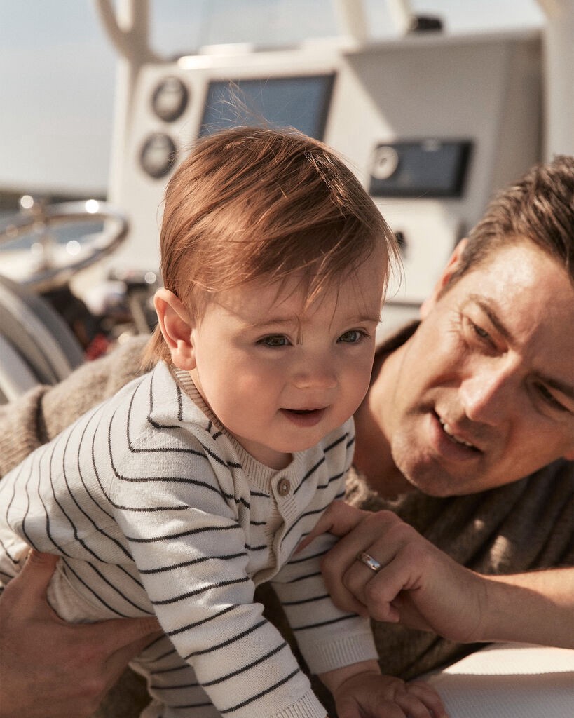 slide 2 of 4, Carter's Baby Boy Striped Cotton Long-Sleeve Jumpsuit - White White 3M, 1 ct