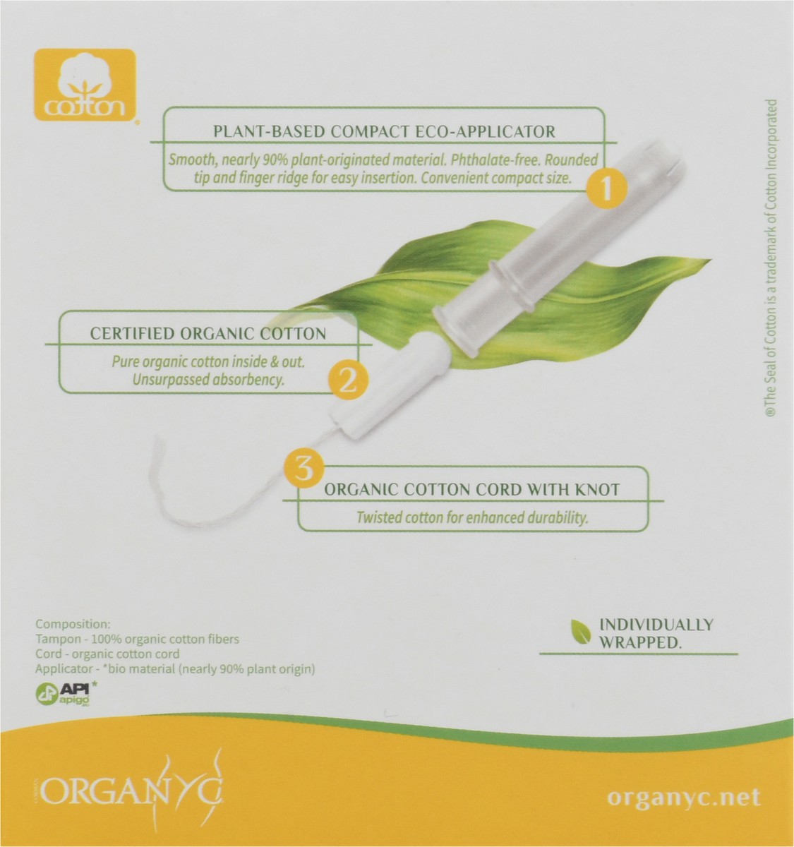 slide 6 of 13, Organyc Tampon Regular Eco Applicator, 16 ct