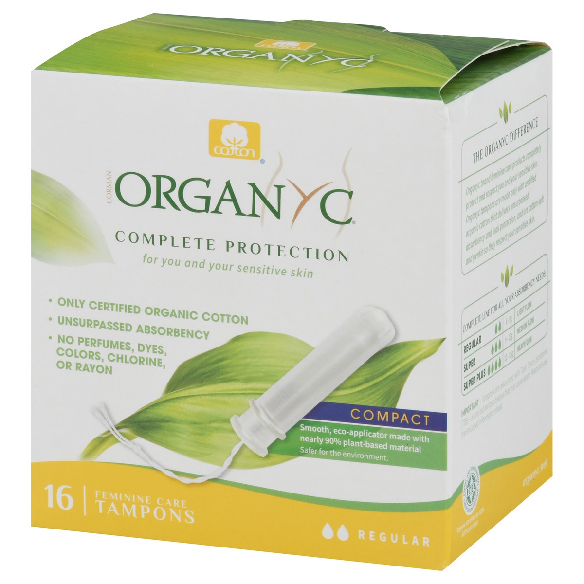 slide 2 of 13, Organyc Tampon Regular Eco Applicator, 16 ct