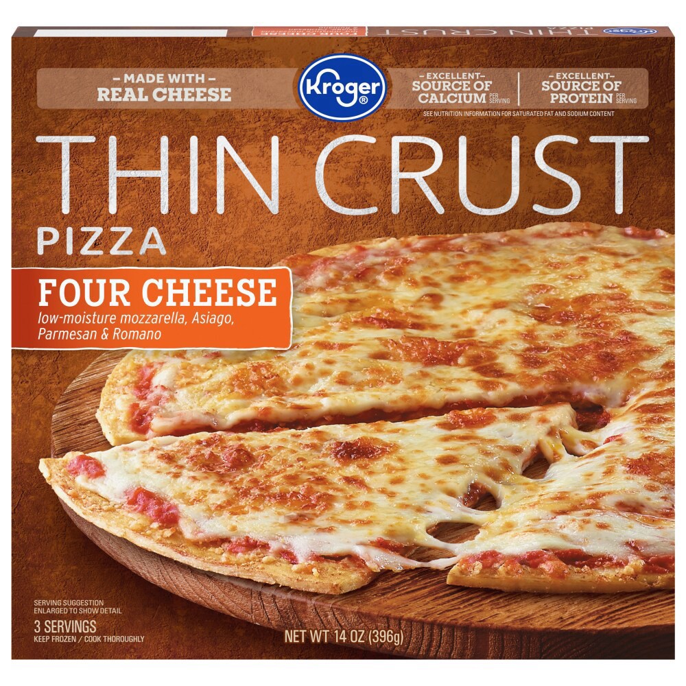 slide 1 of 2, Kroger Thin Crust Four Cheese Pizza, 14 oz