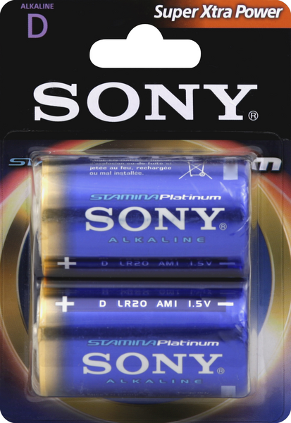 slide 1 of 1, Sony Alkaline D Batteries, 2 ct