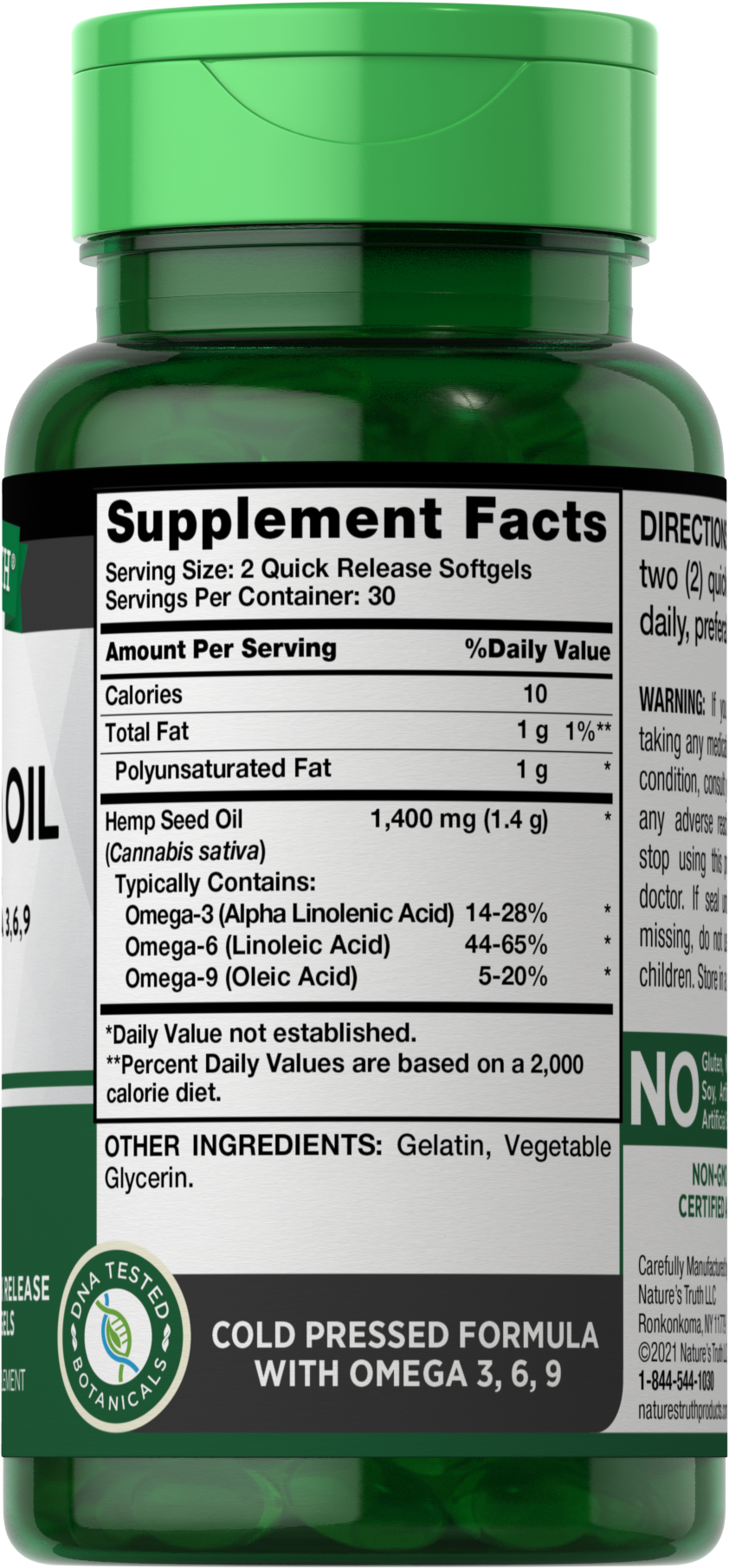 slide 4 of 4, Nature's Truth Hemp Seed Oil 1,400 mg, 60 ct