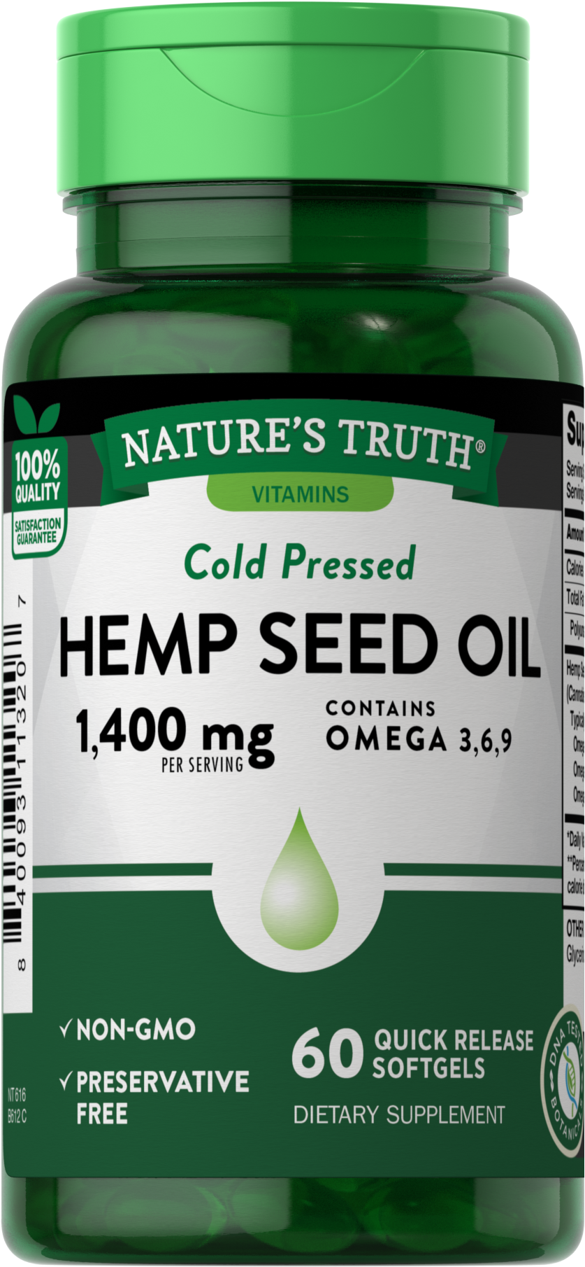 slide 1 of 4, Nature's Truth Hemp Seed Oil 1,400 mg, 60 ct